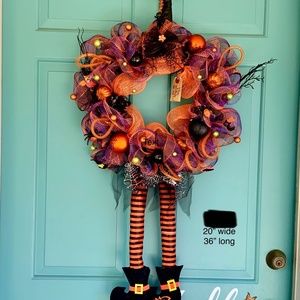 Dangly Witch Leg Halloween Wreath